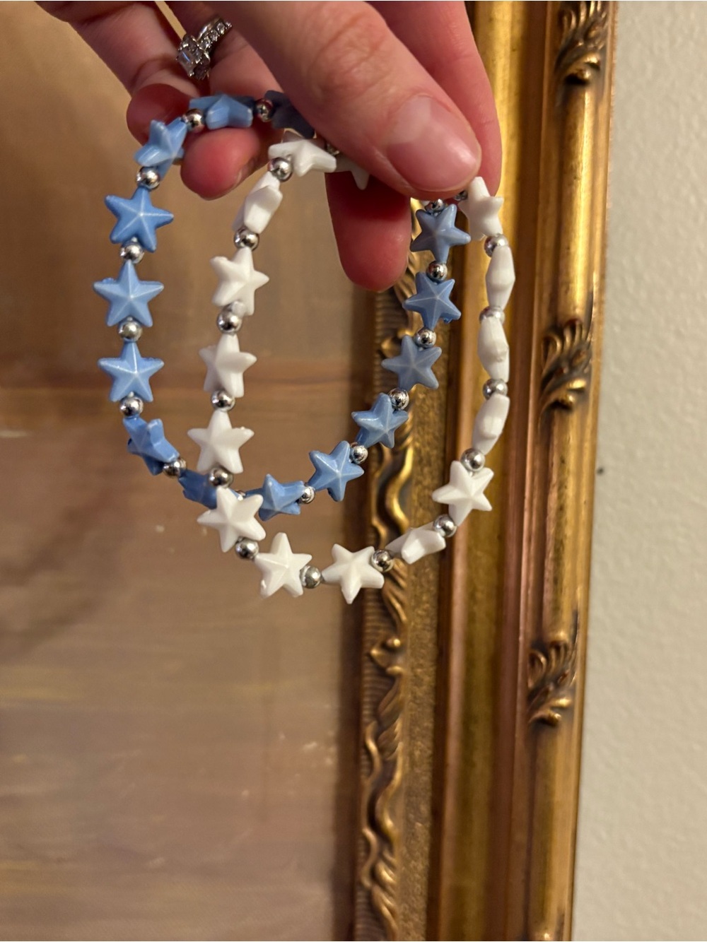 Kids Star Bead Bracelet Set in Light Blue & White